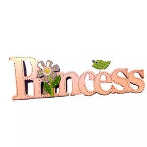 PRINCESS - Pink Sign Word Art Wooden Wall Hanging Room Decor